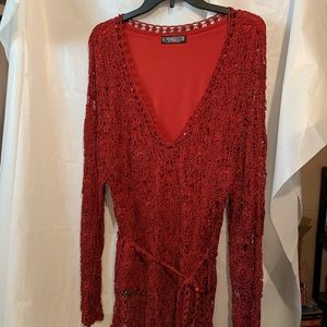 Pyramid Collection knit tunic with attached tank